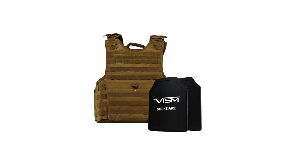 NcSTAR Expert Plate Carrier Vest w/Two 11x14in Shooters Cut Hard PE Ballistic Panels, Tan, 2XL BPLCVPCVXL2963T-A