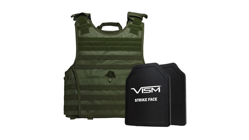 NcSTAR Expert Plate Carrier Vest w/Two 11x14in Shooters Cut Hard PE Ballistic Panels, Green, 2XL, BPLCVPCVXL2963G-A