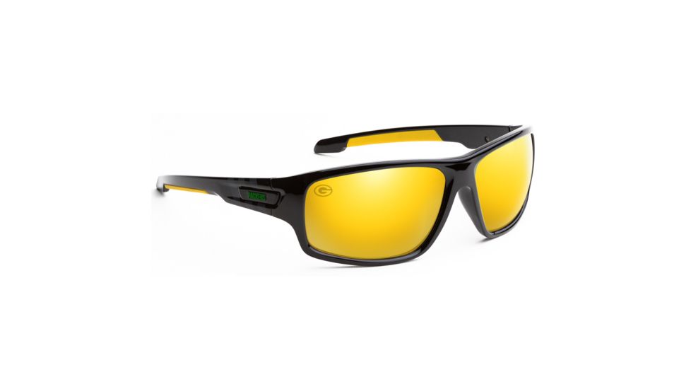 NFL Catch Green Bay Packers Single Vision Prescription Sunglasses, Glossy Black Frame, 622586T12SV
