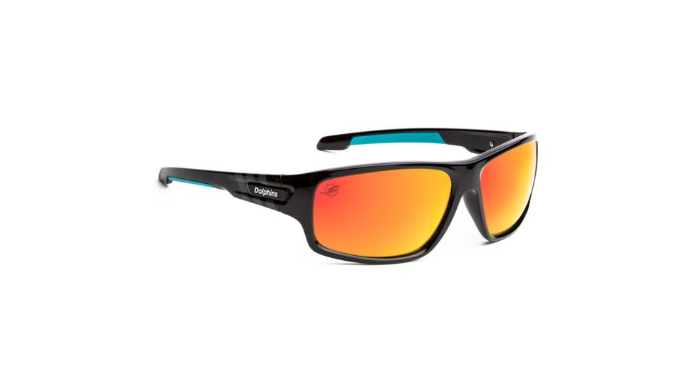NFL Catch Miami Dolphins Single Vision Prescription Sunglasses, Glossy Black Frame, 622586T17SV