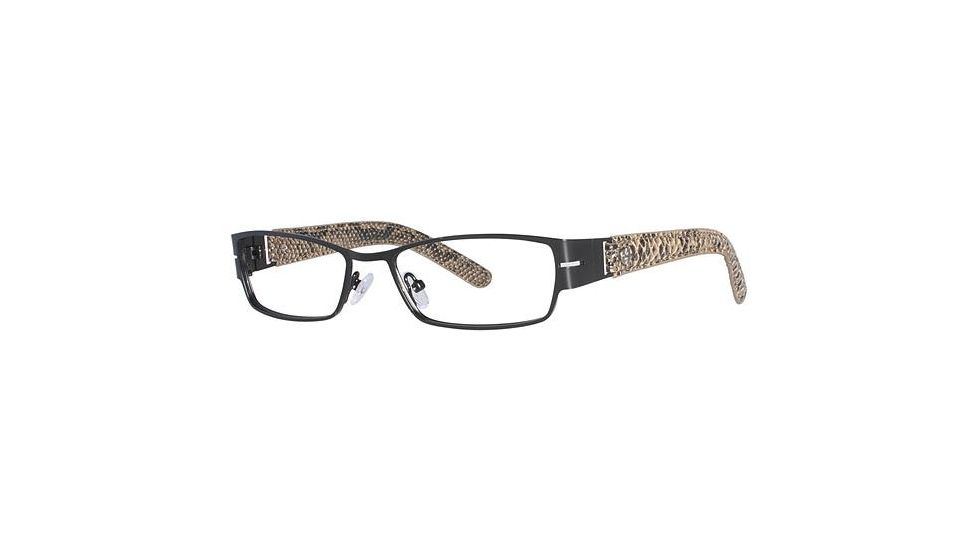 Nicole Miller Chrystie Eyeglass Frames - Frame Matte Black/Brown Snake, Size 52/16mm NMCHRYSTIE01