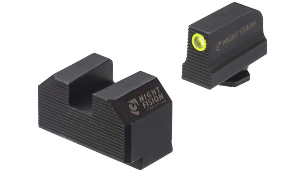 Night Fision Optic Plate + Tritium Ylw Front Sight Combo EPS Carry to Glock 43x MOS, Black, GLK-OPBS-EPSC-43X-YGZX
