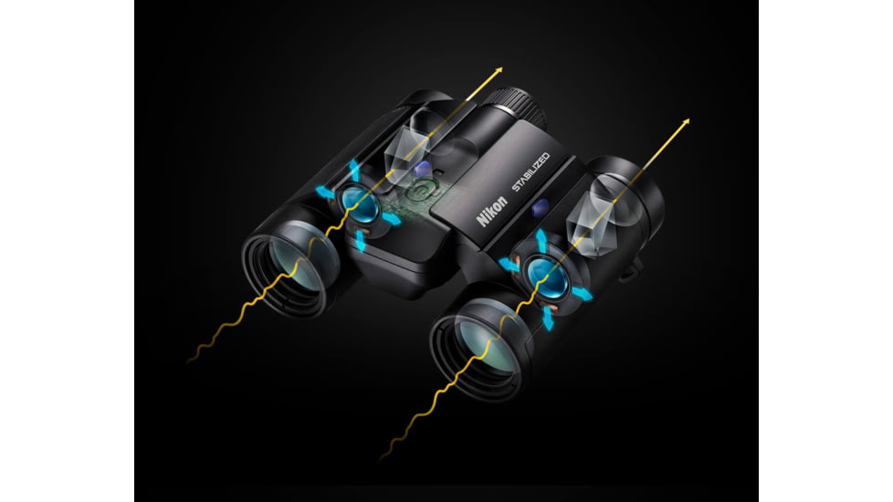 Nikon STABILIZED 10x25mm S Roof Prism Binoculars, Black, 16782