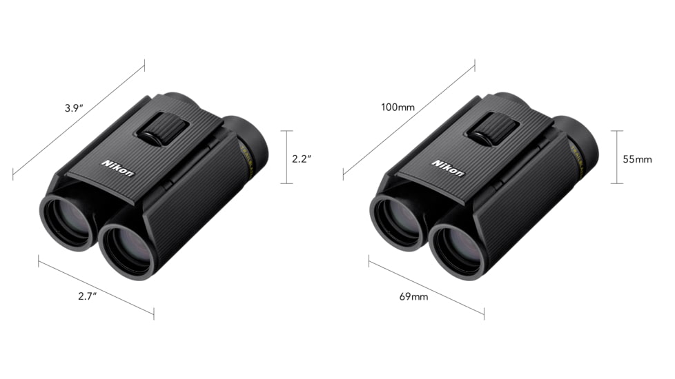 Nikon Trailblazer 8x25mm Roof Prism Binoculars, Black, Compact, 16852
