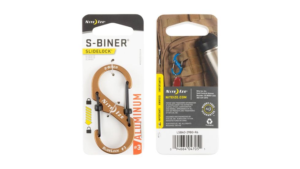 Nite Ize S-Biner SlideLock Aluminum, #3, Coyote LSBA3-29BG-R6