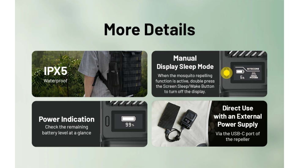 Nitecore EMR23 USB-C Rechargeable 2-in-1 Electronic Mosquito Repeller