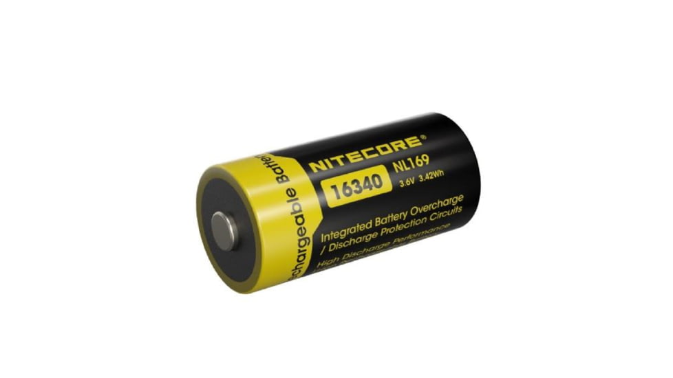 Nitecore NL169 950mAh Rechargeable 16340 Battery, Yellow, BAT-NITE-16340-NL169