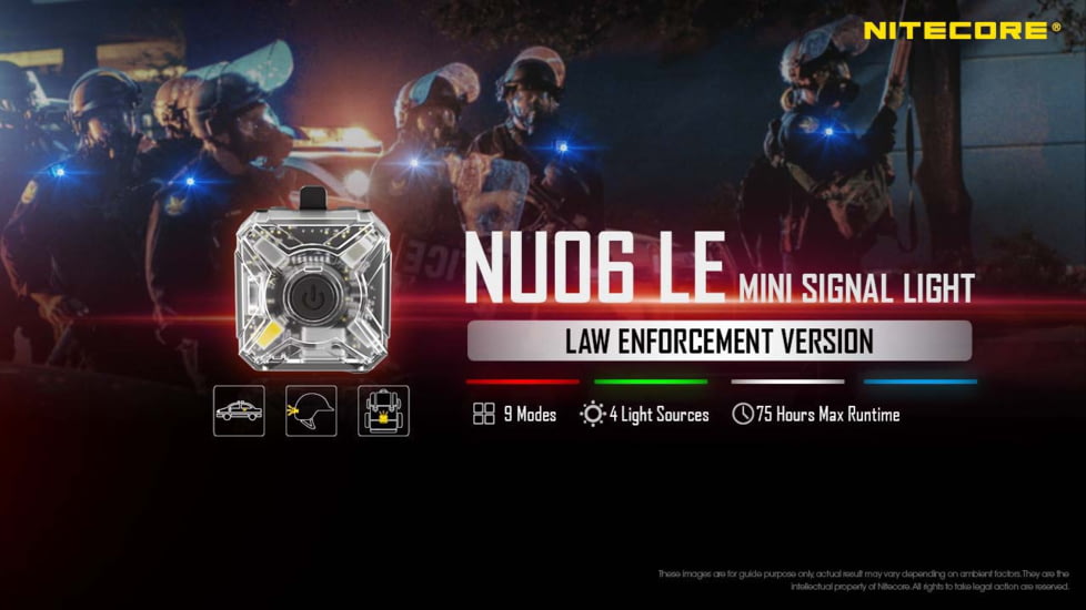 Nitecore NU06 LE White Blue Green Red USB-C Rechargeable Signal and Safety Light, Black, 6952506407095