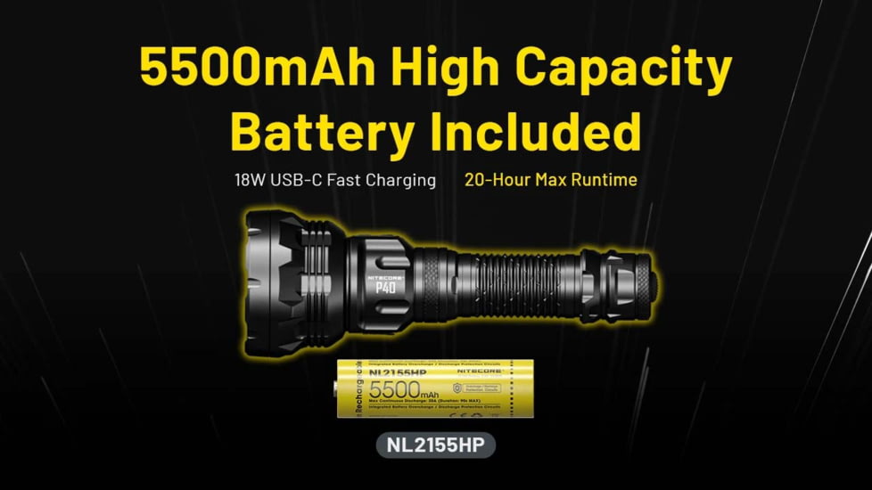Nitecore P40 3171 Yards Ultra Long Throwing USB-C Rechargeable 2000 Lumens LED Flashlight