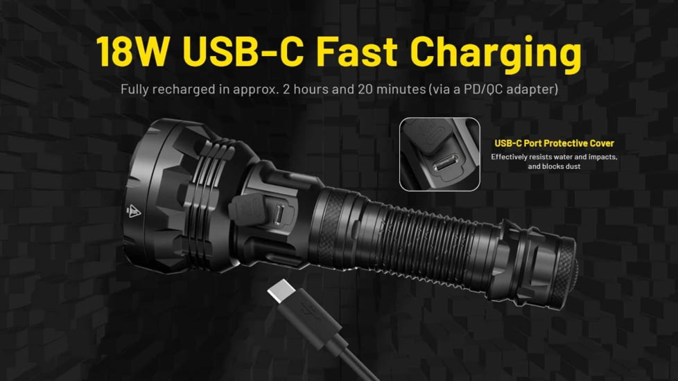 Nitecore P40 3171 Yards Ultra Long Throwing USB-C Rechargeable 2000 Lumens LED Flashlight