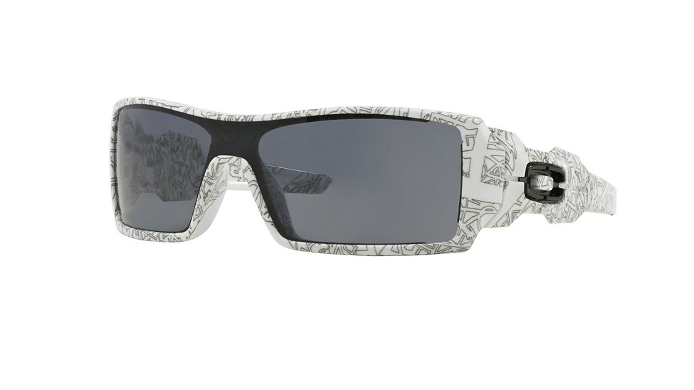 Oakley OIL RIG OO9081 Progressive Prescription Sunglasses OO9081-03-461-28 - Lens Diameter 128 mm, Lens Diameter 28 mm, Frame Color White W/ Text Print Paint