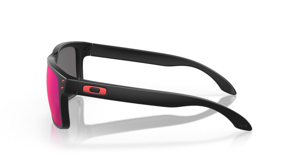 Oakley OO9102 Holbrook Sunglasses, Matte Black Frame, Red Idrium Lenses, OO9102-36