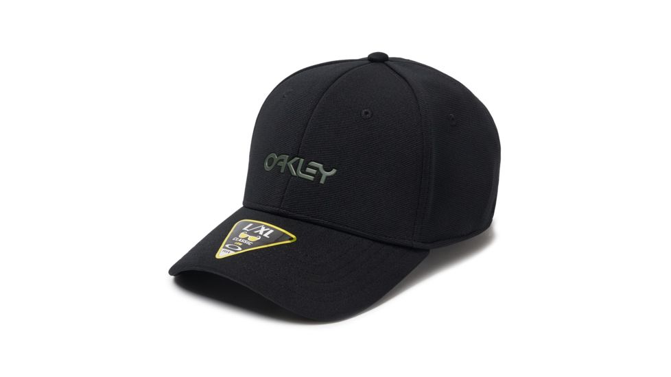 Oakley SI 6 Panel Stretch Metallic Hat - Mens, Blackout, Small/Medium, 912209-02E-S/M