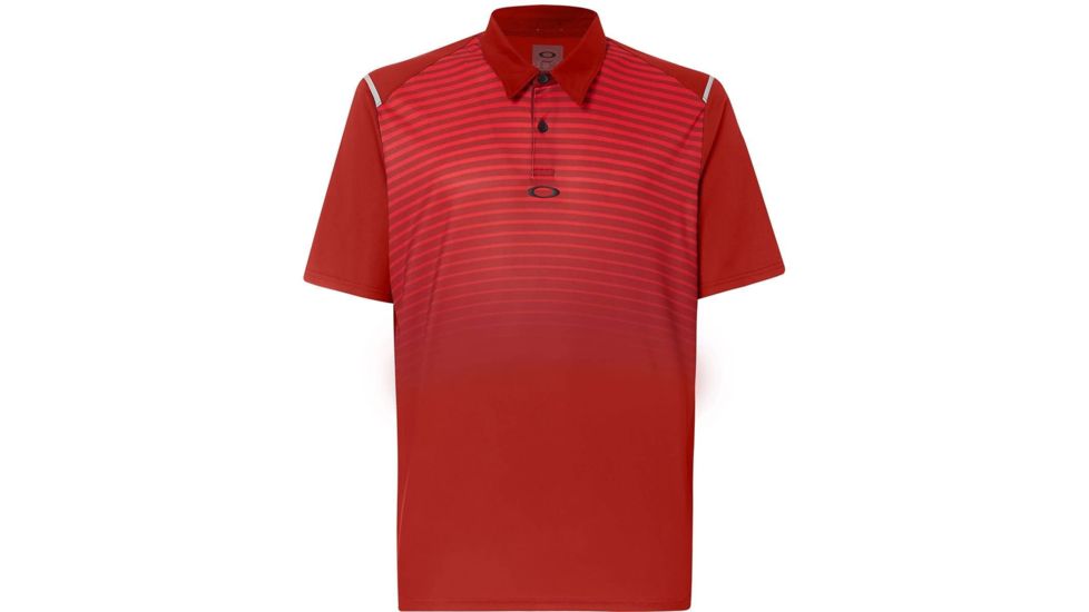Oakley SI Polo Shirt Short Sleeve Striped Ellipse - Mens, Iron Red, Extra Large, 434229-80U-XL