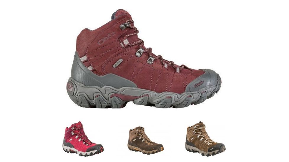 Oboz Bridger Mid BDry Hiking Boot - Womens, Mahogany, Rio Red, Sudan, Walnut