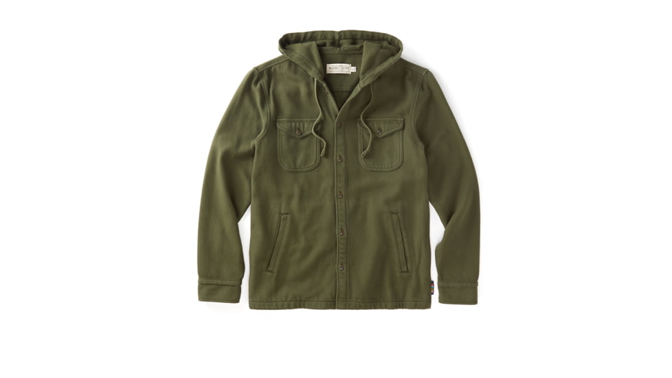 Outerknown The Hooded Blanket Shirt - Men's, Black Olive, Small, 1310244-BOL-XX-S