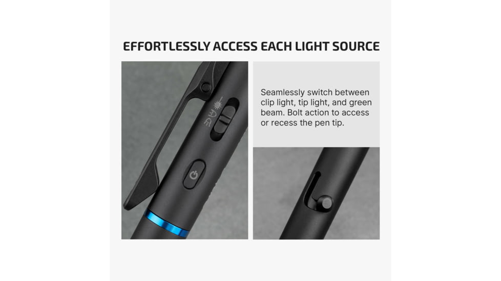 Olight O Pen 3 EDC Pen with Tip and Clip Lights and Green Laser Pointer