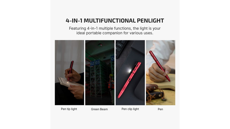 Olight O Pen 3 EDC Pen with Tip and Clip Lights and Green Laser Pointer