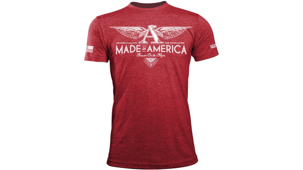 Oscar Mike American Made Wings Tee - Men's T-Shirts, Red, XL, M-OM-HTRRED-01-0211-XL, EDEMO1