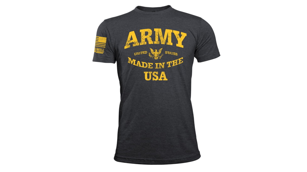 Oscar Mike Army Made In USA Tee, Charcoal, Large, M-OM-CHARC-01-0411-L