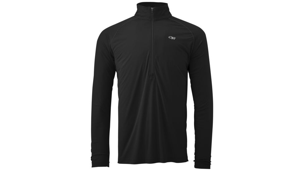 Outdoor Research Echo Long Sleeve Zip Tee, Men's, Black/Charcoal, XS 242840-black/charcoal-XS