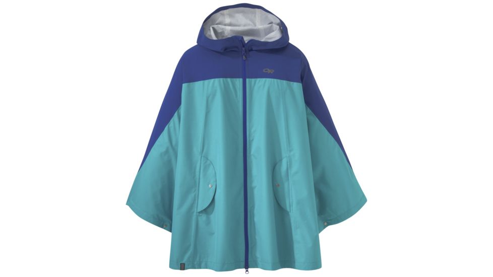 Outdoor Research Panorama Point Poncho, Womens, Baltic/Typhoon, One Size, 264433-blt/tph-1size