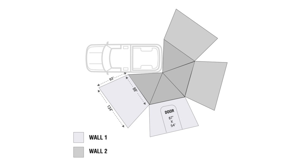 Overland Vehicle Systems Nomadic 270 LT Awning Wall 1 Driver Side, Grey, 18299909
