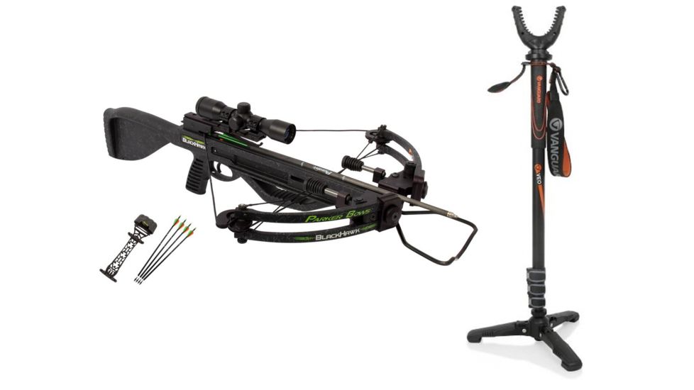 Parker Blackhawk Crossbow Pkg., 3X Illuminated MR Scope, X226-IR W/ Vanguard Veo Shooting Stick