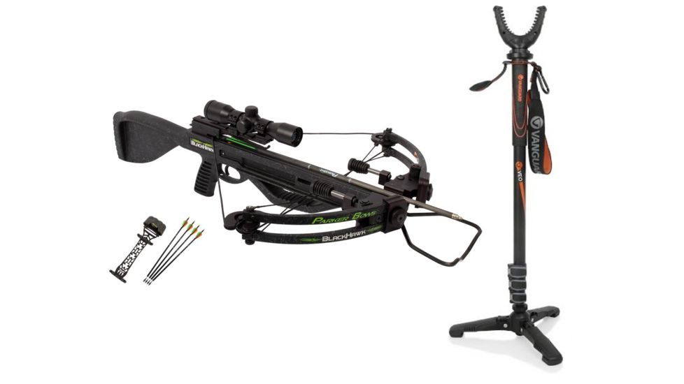 Parker Blackhawk Crossbow Pkg., 3X Multi Reticle Scope, X226-MR W/ Vanguard Veo Shooting Stick