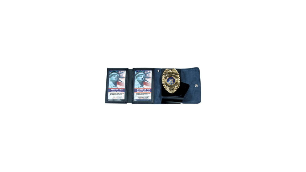 Non Recessed Badge &amp; Double ID Case w/ Snap Closure - 3.25''x4.25''