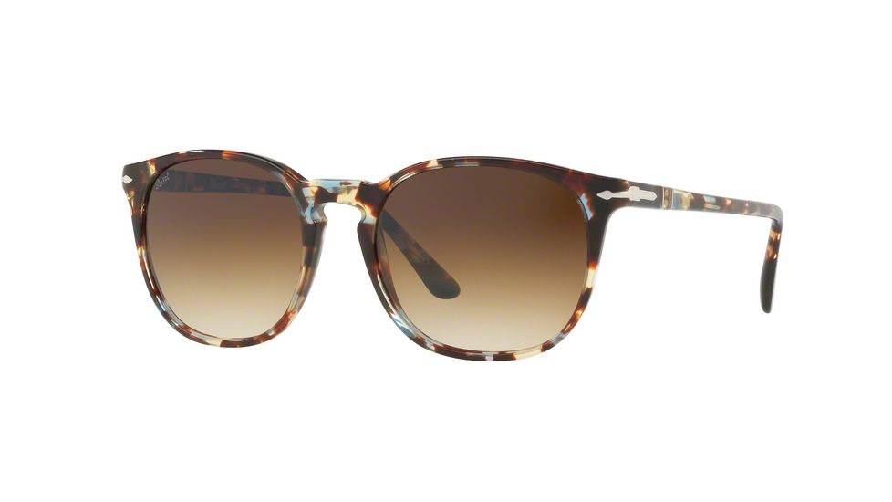 Persol PO3007S Single Vision Prescription Sunglasses PO3007S-105851-53 - Lens Diameter 53 mm, Frame Color Havana Azure Brown