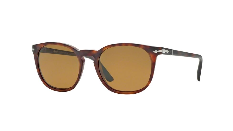 Persol PO3007S Single Vision Prescription Sunglasses PO3007S-900157-53 - Lens Diameter 53 mm, Frame Color Matte Havana