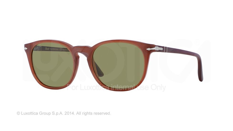 Persol PO3007S Single Vision Prescription Sunglasses PO3007S-902234-53 - Lens Diameter 53 mm, Frame Color Matte Brown