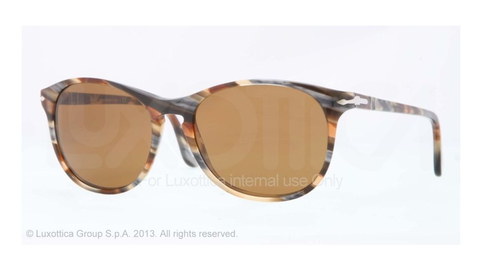 Persol PO3042S Progressive Prescription Sunglasses PO3042S-978-33-54 - Lens Diameter 54 mm, Frame Color Brown Stripped Grey