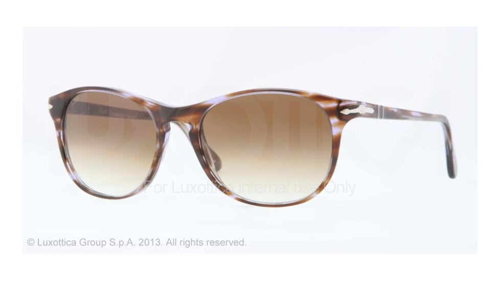 Persol PO3042S Progressive Prescription Sunglasses PO3042S-998-51-54 - Lens Diameter 54 mm, Frame Color Brown Stripped Violet