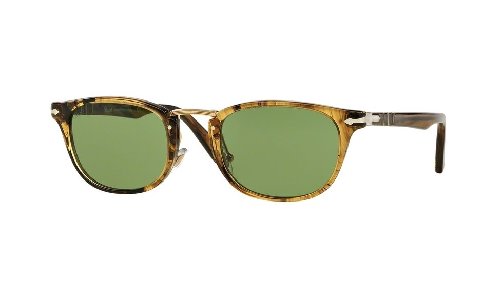 Persol PO3127S Single Vision Prescription Sunglasses PO3127S-10214E-50 - Lens Diameter 50 mm, Frame Color Striped Light Brown