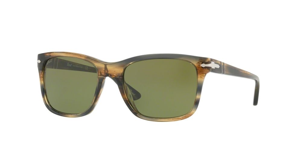 Persol PO3135S Progressive Prescription Sunglasses PO3135S-10494E-55 - Lens Diameter 55 mm, Frame Color Stripped Brown/Grey