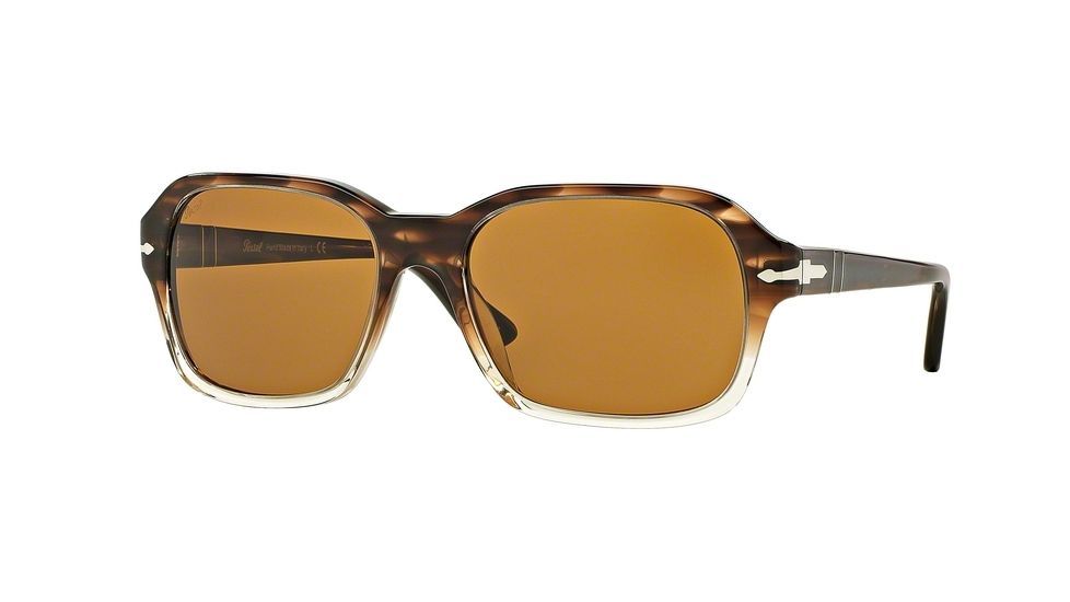 Persol PO3136S Progressive Prescription Sunglasses PO3136S-103733-57 - Lens Diameter 57 mm, Frame Color Striped Brown/grad.trasp
