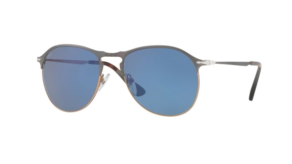 Persol PO7649S Progressive Prescription Sunglasses PO7649S-107156-56 - Lens Diameter 56 mm, Frame Color Blue/light Brown