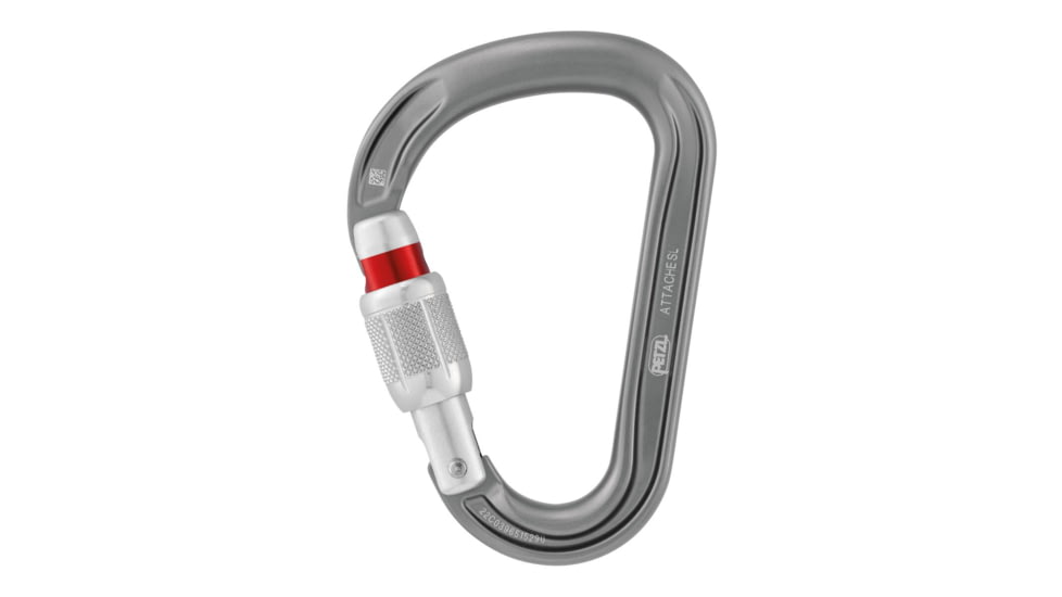 Petzl Attache Locking Pear-Shaped Carabiner With Round Stock Basket, Gray, M038AA01
