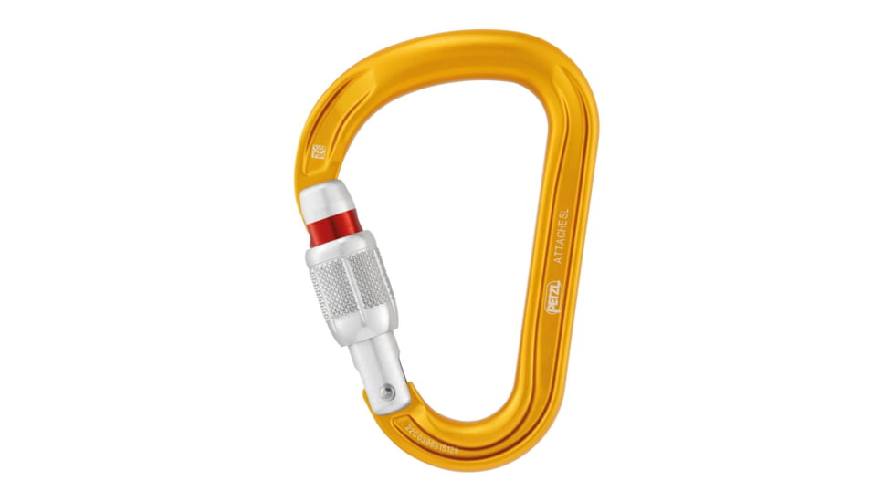 Petzl Attache Locking Pear-Shaped Carabiner With Round Stock Basket, Yellow, M038AA00