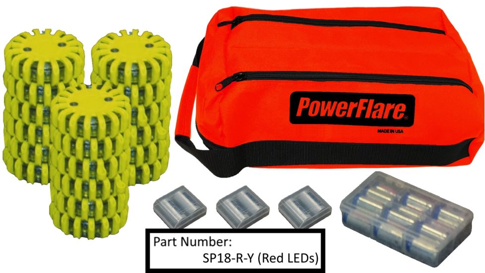 Powerflare 18-Pack PowerFlare Soft Pack, Magnetic, Red/Blue LEDs, Tan Shell SP18M-RB-T