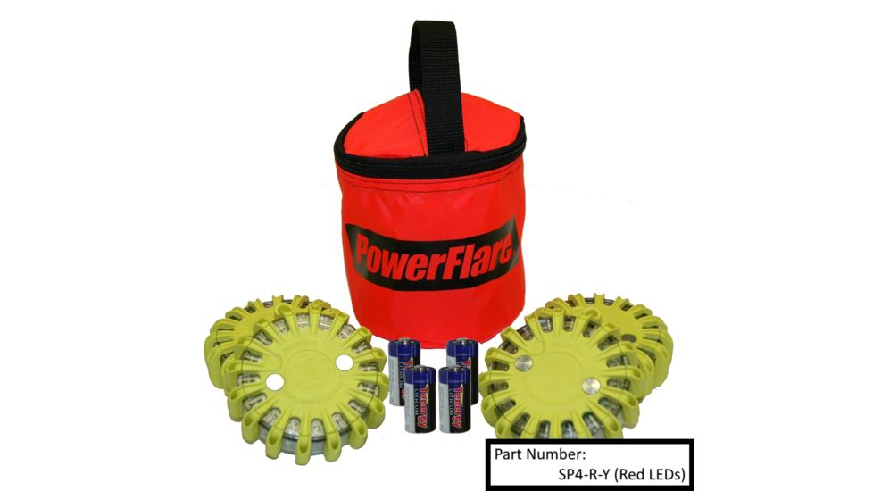 Powerflare 4-Pack PowerFlare Soft Pack, Magnetic, Red/Blue LEDs, Yellow Shell SP4M-RB-Y