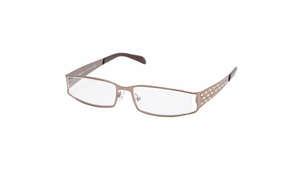 Prada PR 64LV Eyeglasses Styles - Bronze Frame w/Non-Rx 52 mm Diameter Lenses, 1BI1O1-5216