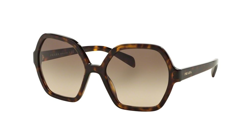 Prada PR06SSF Sunglasses 2AU3D0-56 - Havana Frame, Light Brown Grad Light Grey Lenses
