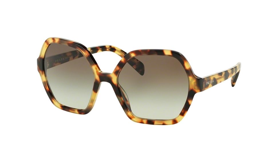 Prada PR06SSF Sunglasses 7S04K1-56 - Medium Havana Frame, Green Gradient Grey Lenses