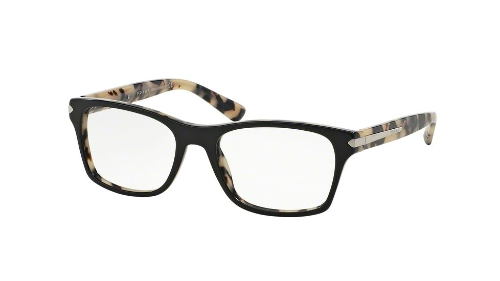 Prada PR16SV Eyeglass Frames ROK1O1-52 - Top Black/white Havana Frame