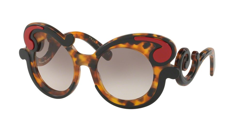 Prada PR23NSF Single Vision Prescription Sunglasses PR23NSF-VAK4K0-52 - Lens Diameter 52 mm, Frame Color Black / Havana