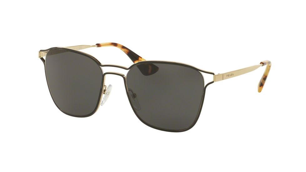 Prada PR54TS Progressive Prescription Sunglasses PR54TS-1AB5S0-55 - Lens Diameter 55 mm, Frame Color Black/pale Gold