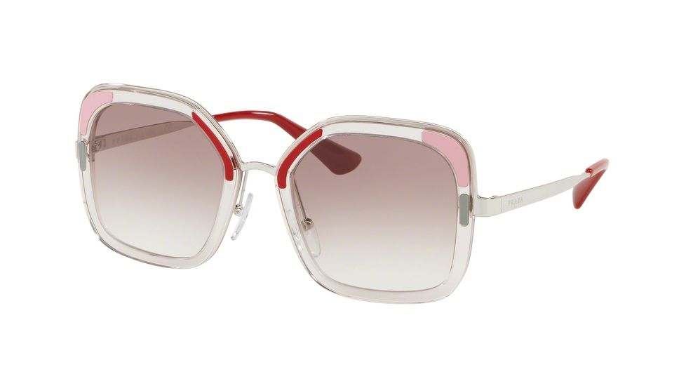 Prada PR57US Progressive Prescription Sunglasses, 54mm, Transparent Brown, PR57US-LOH1L0-54-PRO